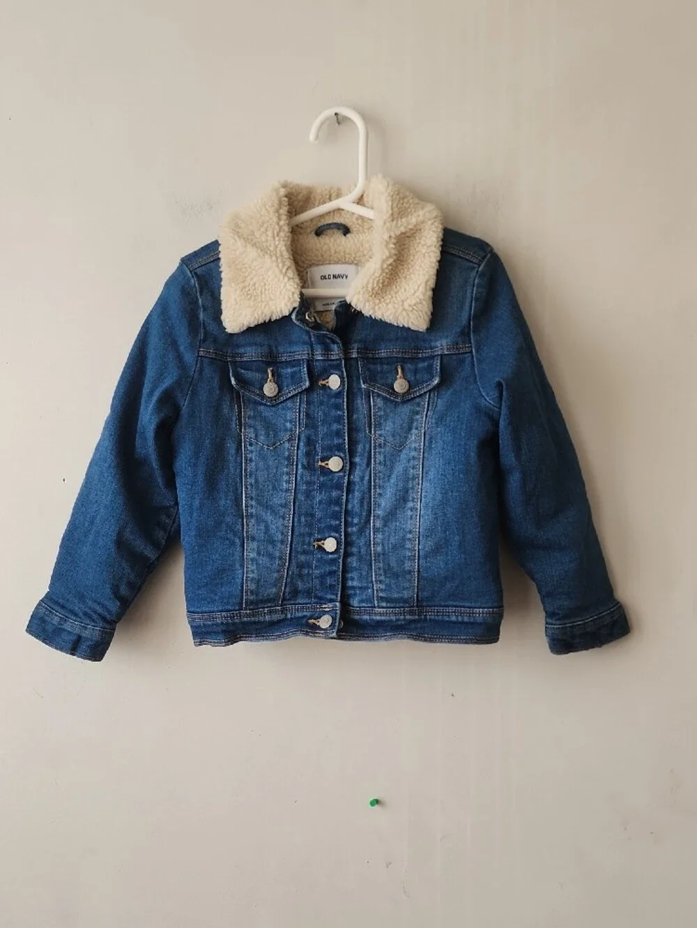 Old Navy Kids' Blue Denim Jacket with Sherpa Collar. New Without Tag